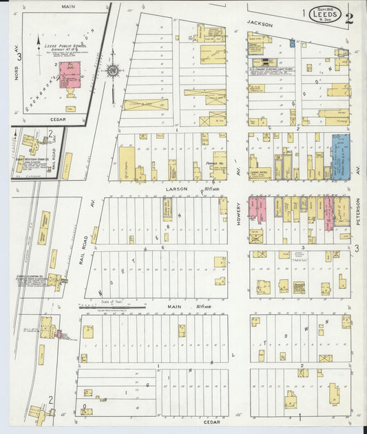 Sanborn Fire Insurance Map from Leeds, Benson County, North Dakota (1918), Sheet #0002 - Historic Sanborn Fire Insurance Map Print, vintage old map wall art, antique decor, genealogy gift, North Dakota North Dakota map
