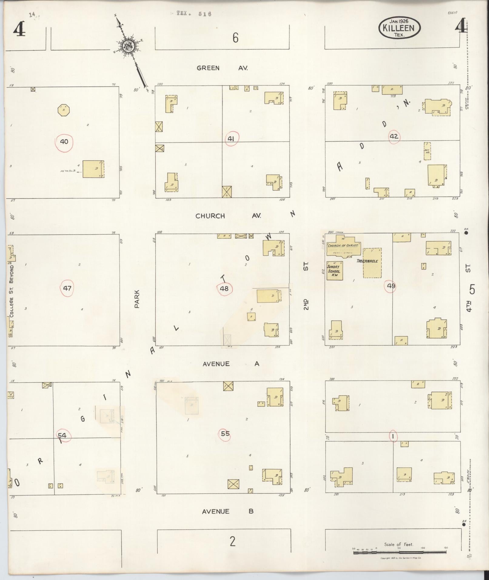 Sanborn Fire Insurance Map from Killeen, Bell County, Texas (1937), Sheet #0004 - Historic Sanborn Fire Insurance Map Print, vintage old map wall art, antique decor, genealogy gift, Texas Texas map