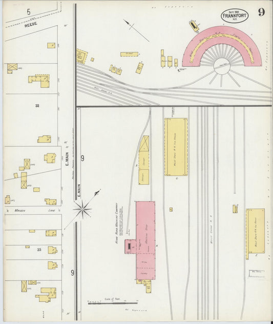 Sanborn Fire Insurance Map from Frankfort, Herkimer County, New York (1902), Sheet #0009 - Historic Sanborn Fire Insurance Map Print, vintage old map wall art, antique decor, genealogy gift, New York New York map