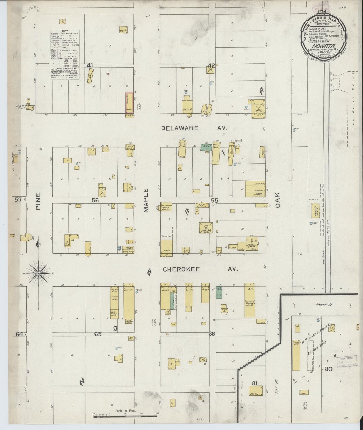 Sanborn Fire Insurance Map from Nowata, Nowata County, Oklahoma (1894), Sheet #0001 - Historic Sanborn Fire Insurance Map Print, vintage old map wall art, antique decor, genealogy gift, Oklahoma Oklahoma map