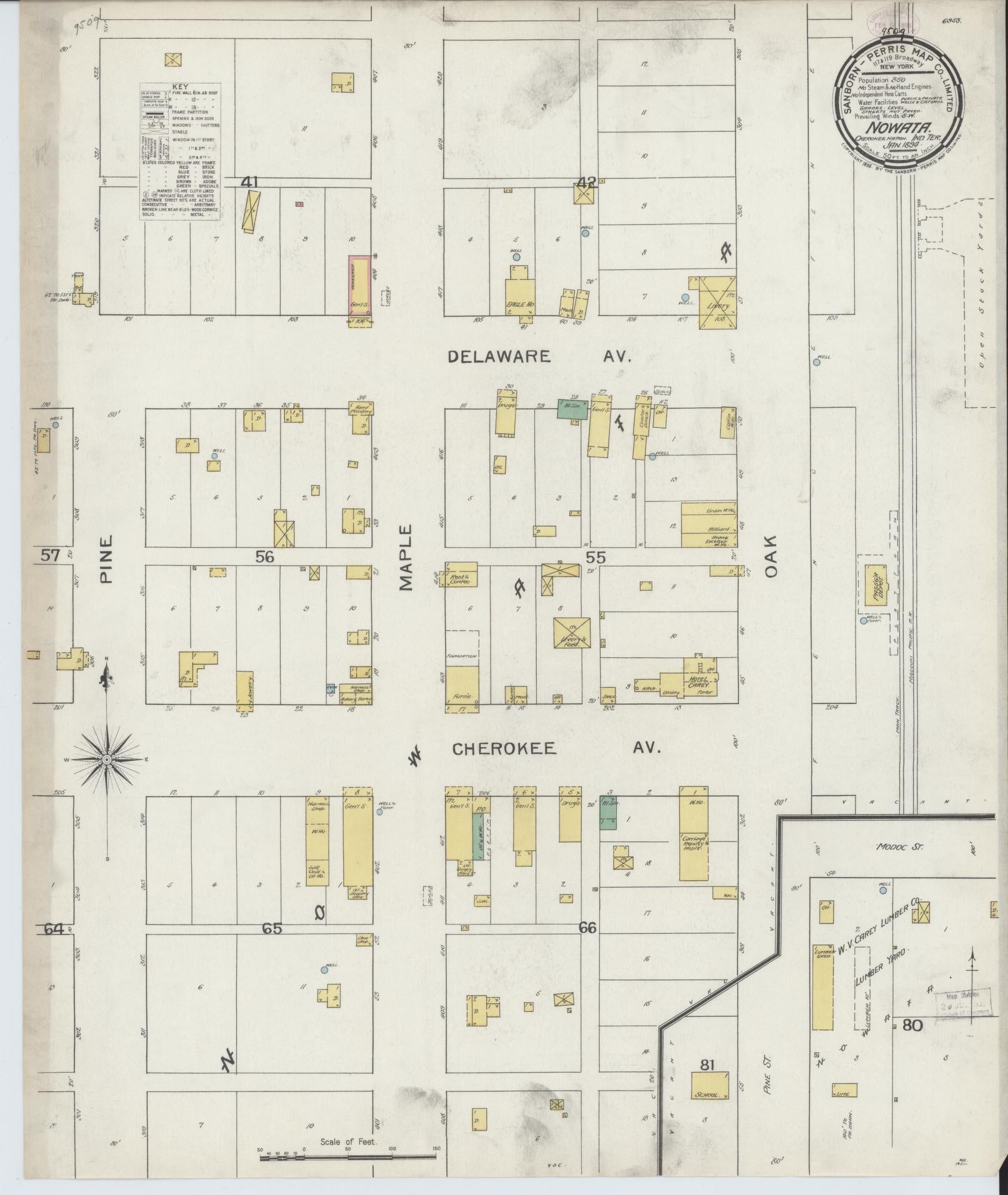 Sanborn Fire Insurance Map from Nowata, Nowata County, Oklahoma (1894), Sheet #0001 - Historic Sanborn Fire Insurance Map Print, vintage old map wall art, antique decor, genealogy gift, Oklahoma Oklahoma map
