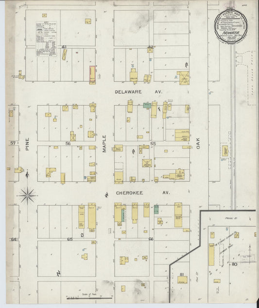Sanborn Fire Insurance Map from Nowata, Nowata County, Oklahoma (1894), Sheet #0001 - Historic Sanborn Fire Insurance Map Print, vintage old map wall art, antique decor, genealogy gift, Oklahoma Oklahoma map