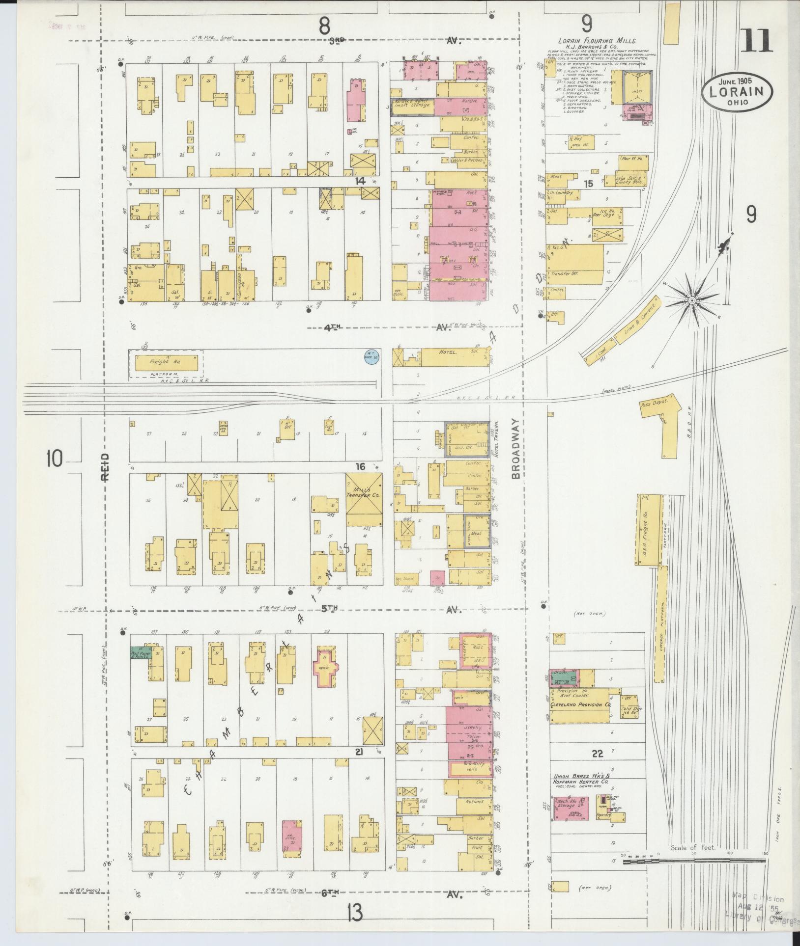 Sanborn Fire Insurance Map from Lorain, Lorain County, Ohio (1905), Sheet #0011 - Historic Sanborn Fire Insurance Map Print, vintage old map wall art, antique decor, genealogy gift, Ohio Ohio map