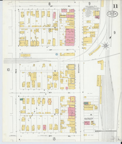 Sanborn Fire Insurance Map from Lorain, Lorain County, Ohio (1905), Sheet #0011 - Historic Sanborn Fire Insurance Map Print, vintage old map wall art, antique decor, genealogy gift, Ohio Ohio map