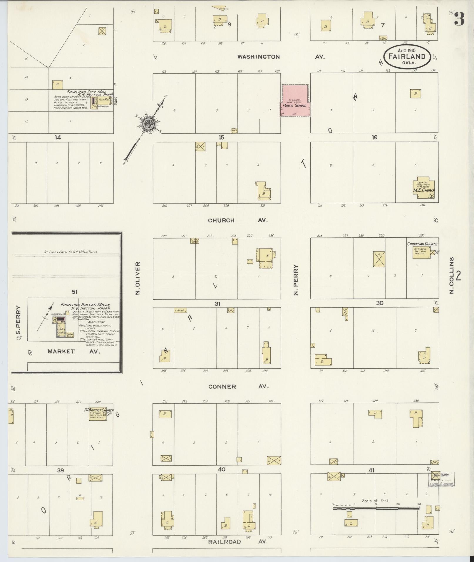 Sanborn Fire Insurance Map from Fairland, Ottawa County, Oklahoma (1910), Sheet #0003 - Complete Map Set gallery image, historic Sanborn map, vintage wall art, Oklahoma Oklahoma