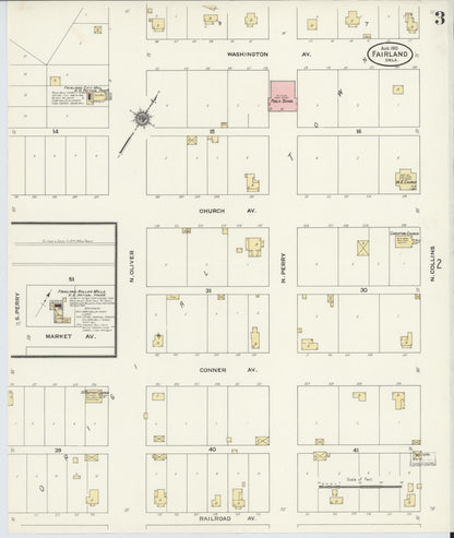 Sanborn Fire Insurance Map from Fairland, Ottawa County, Oklahoma (1910), Sheet #0003 - Complete Map Set gallery image, historic Sanborn map, vintage wall art, Oklahoma Oklahoma