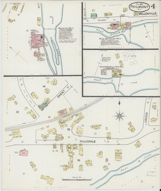 Sanborn Fire Insurance Map from Philmont, Columbia County, New York (1887), Sheet #0004 - Historic Sanborn Fire Insurance Map Print, vintage old map wall art, antique decor, genealogy gift, New York New York map
