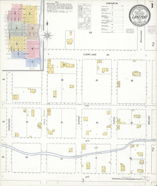 Sanborn Fire Insurance Map from Lakeport, Lake County, California (1905), Sheet #0001 - Complete Map Set gallery image, historic Sanborn map, vintage wall art, California California