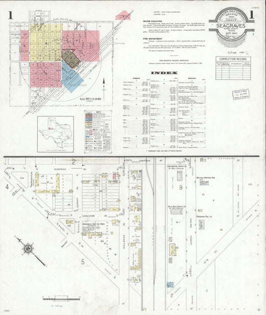 Sanborn Fire Insurance Map from Seagraves, Gaines County, Texas (1940), Sheet #0001 - Complete Map Set gallery image, historic Sanborn map, vintage wall art, Texas Texas
