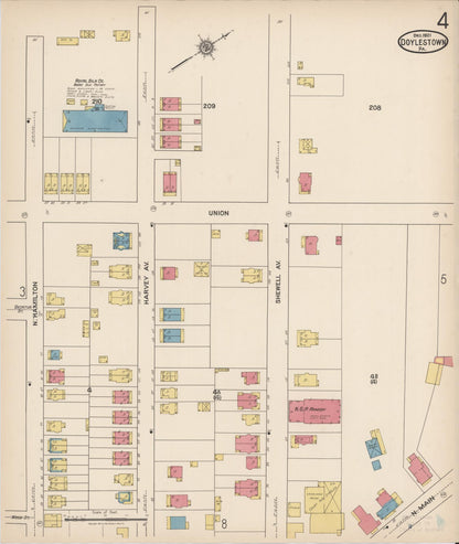 Sanborn Fire Insurance Map from Doylestown, Bucks County, Pennsylvania (1922), Sheet #0004 - Complete Map Set gallery image, historic Sanborn map, vintage wall art, Pennsylvania Pennsylvania