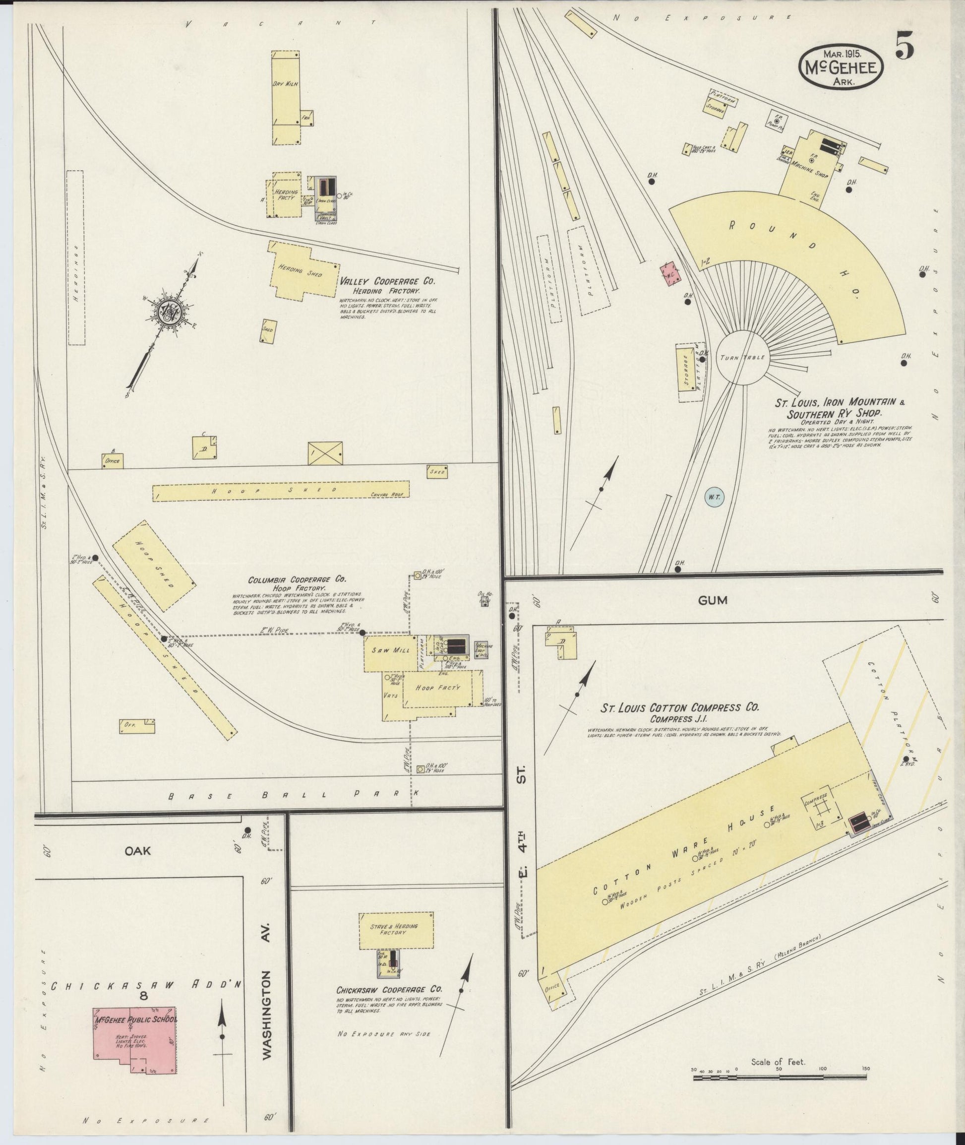 Sanborn Fire Insurance Map from McGehee, Desha County, Arkansas (1915), Sheet #0005 - Historic Sanborn Fire Insurance Map Print, vintage old map wall art, antique decor, genealogy gift, Arkansas Arkansas map