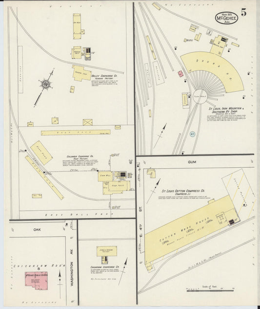 Sanborn Fire Insurance Map from McGehee, Desha County, Arkansas (1915), Sheet #0005 - Historic Sanborn Fire Insurance Map Print, vintage old map wall art, antique decor, genealogy gift, Arkansas Arkansas map