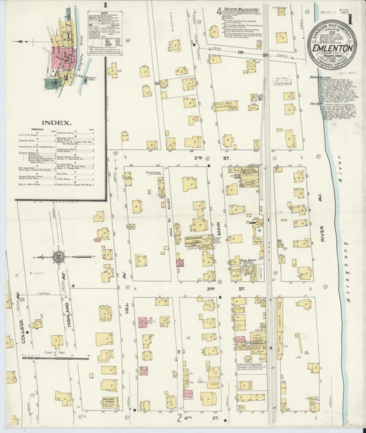 Sanborn Fire Insurance Map from Emlenton, Venango County, Pennsylvania (1910), Sheet #0001 - Historic Sanborn Fire Insurance Map Print, vintage old map wall art, antique decor, genealogy gift, Pennsylvania Pennsylvania map