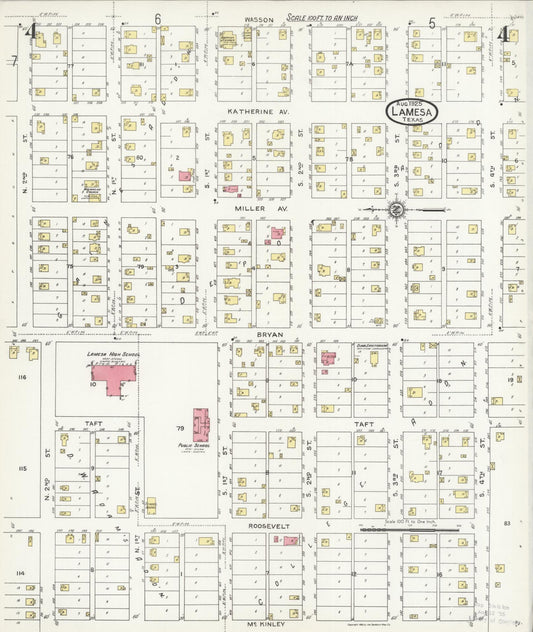 Sanborn Fire Insurance Map from Lamesa, Dawson County, Texas (1925), Sheet #0004 - Historic Sanborn Fire Insurance Map Print, vintage old map wall art, antique decor, genealogy gift, Texas Texas map