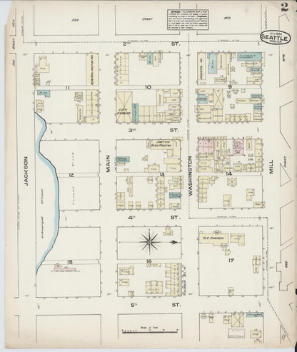 Sanborn Fire Insurance Map from Seattle, King County, Washington (1884), Sheet #0002 - Complete Map Set gallery image, historic Sanborn map, vintage wall art, Washington Washington