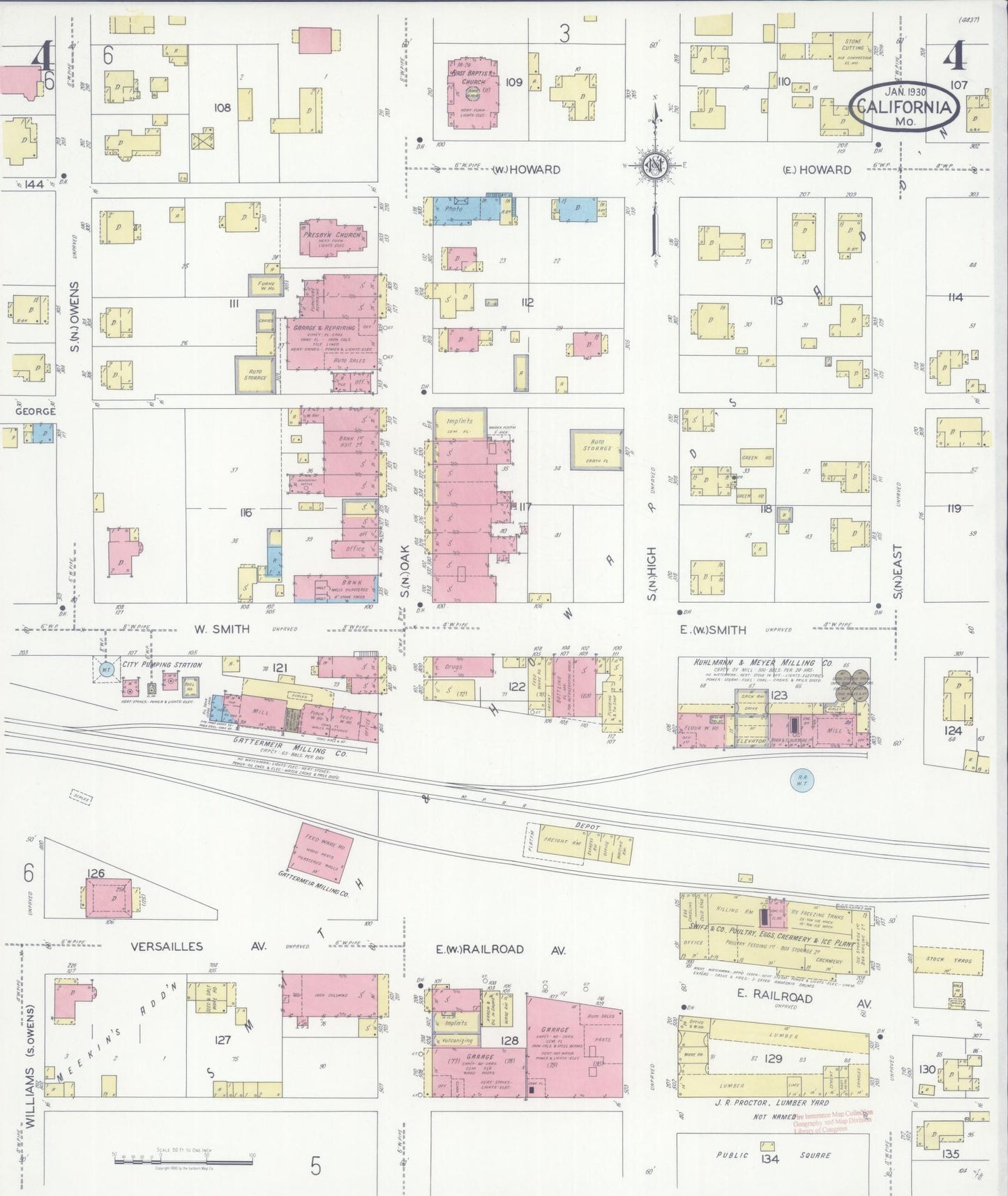 Sanborn Fire Insurance Map from California, Moniteau County, Missouri (1930), Sheet #0004 - Complete Map Set gallery image, historic Sanborn map, vintage wall art, Missouri Missouri