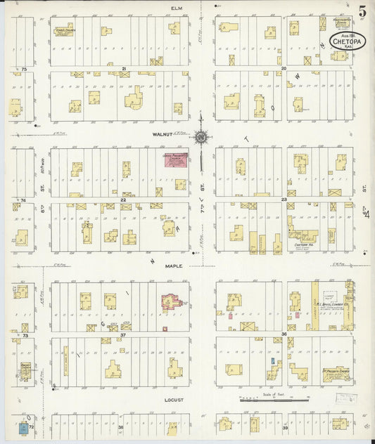 Sanborn Fire Insurance Map from Chetopa, Labette County, Kansas (1911), Sheet #0005 - Historic Sanborn Fire Insurance Map Print, vintage old map wall art, antique decor, genealogy gift, Kansas Kansas map
