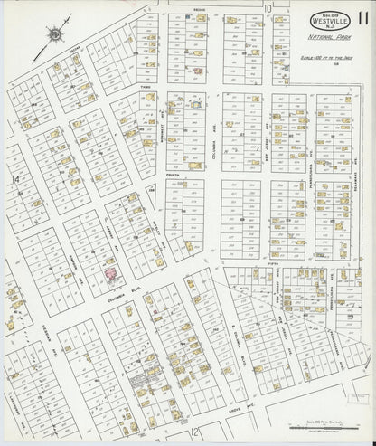 Sanborn Fire Insurance Map from Westville, Gloucester County, New Jersey (1919), Sheet #0011 - Historic Sanborn Fire Insurance Map Print, vintage old map wall art, antique decor, genealogy gift, New Jersey New Jersey map