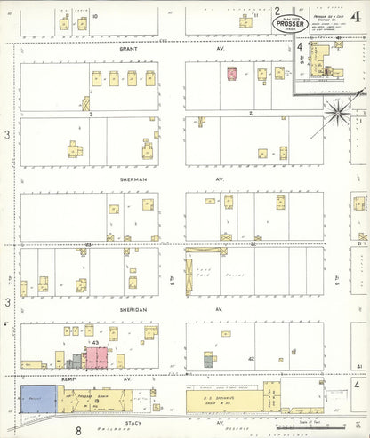 Sanborn Fire Insurance Map from Prosser, Benton County, Washington (1909), Sheet #0004 - Complete Map Set gallery image, historic Sanborn map, vintage wall art, Washington Washington