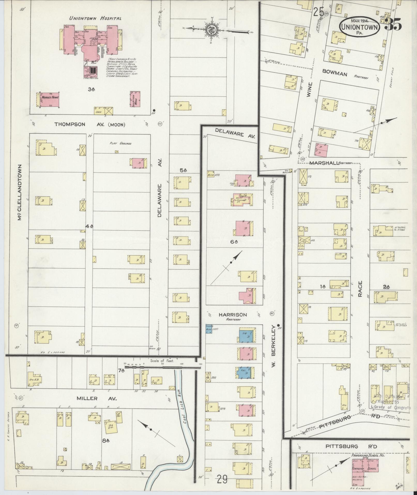 Sanborn Fire Insurance Map from Uniontown, Fayette County, Pennsylvania (1914), Sheet #0035 - Complete Map Set gallery image, historic Sanborn map, vintage wall art, Pennsylvania Pennsylvania
