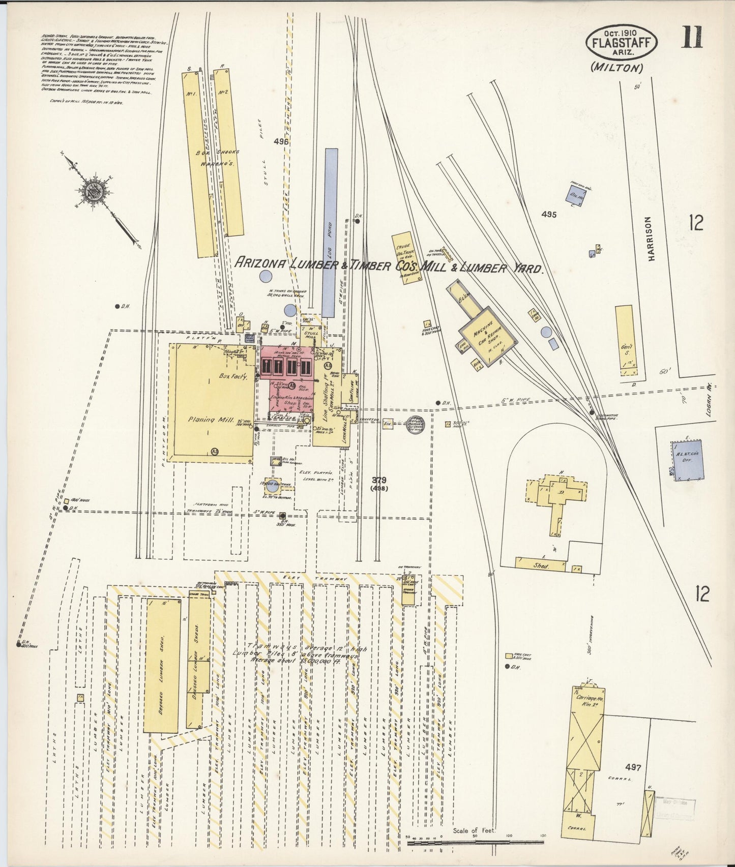 Sanborn Fire Insurance Map from Flagstaff, Coconino County, Arizona (1910), Sheet #0011 - Complete Map Set gallery image, historic Sanborn map, vintage wall art, Arizona Arizona