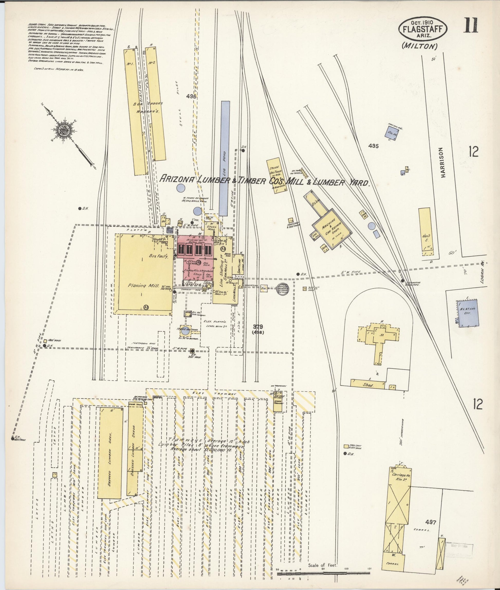 Sanborn Fire Insurance Map from Flagstaff, Coconino County, Arizona (1910), Sheet #0011 - Complete Map Set gallery image, historic Sanborn map, vintage wall art, Arizona Arizona