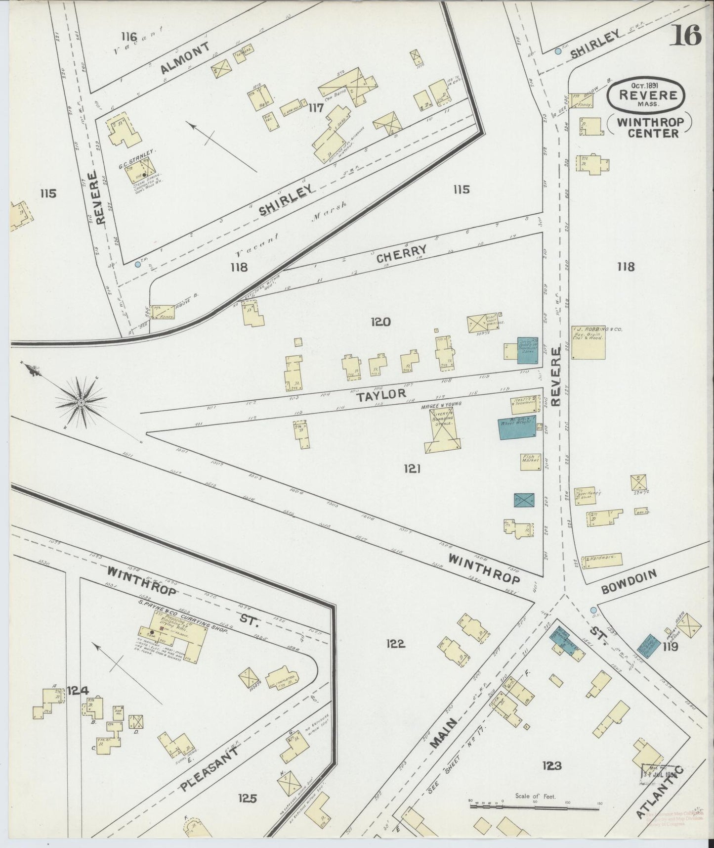Sanborn Fire Insurance Map from Revere, Suffolk County, Massachusetts (1891), Sheet #0016 - Complete Map Set gallery image, historic Sanborn map, vintage wall art, Massachusetts Massachusetts