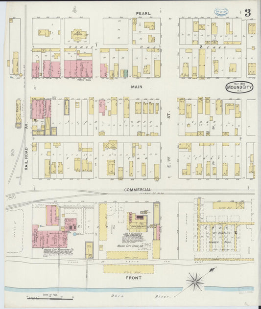 Sanborn Fire Insurance Map from Mound City, Pulaski County, Illinois (1894), Sheet #0003 - Historic Sanborn Fire Insurance Map Print, vintage old map wall art, antique decor, genealogy gift, Illinois Illinois map