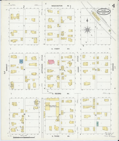 Sanborn Fire Insurance Map from Hutchinson, Mcleod County, Minnesota (1909), Sheet #0004 - Historic Sanborn Fire Insurance Map Print, vintage old map wall art, antique decor, genealogy gift, Minnesota Minnesota map