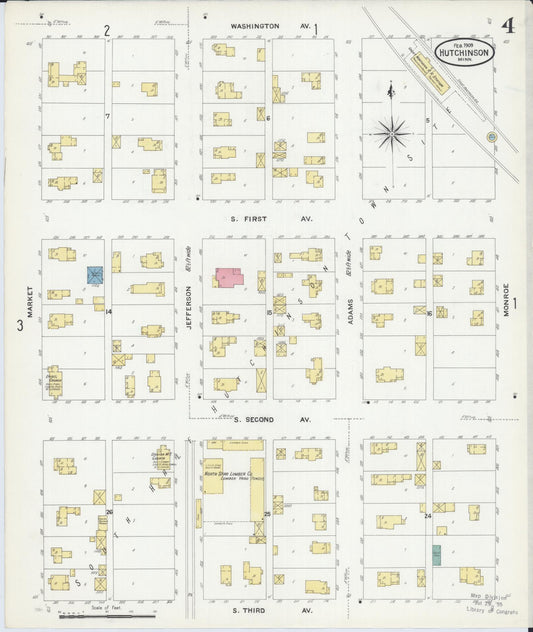 Sanborn Fire Insurance Map from Hutchinson, Mcleod County, Minnesota (1909), Sheet #0004 - Historic Sanborn Fire Insurance Map Print, vintage old map wall art, antique decor, genealogy gift, Minnesota Minnesota map