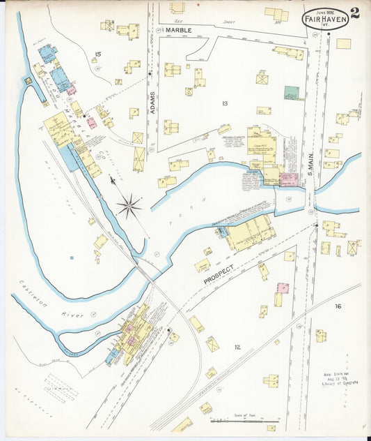 Sanborn Fire Insurance Map from Fair Haven, Rutland County, Vermont (1892), Sheet #0002 - Historic Sanborn Fire Insurance Map Print, vintage old map wall art, antique decor, genealogy gift, Vermont Vermont map