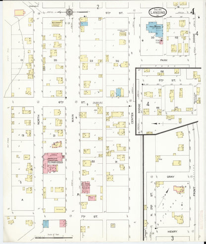 Sanborn Fire Insurance Map from Lansing, Allamakee County, Iowa (1912), Sheet #0004 - Historic Sanborn Fire Insurance Map Print, vintage old map wall art