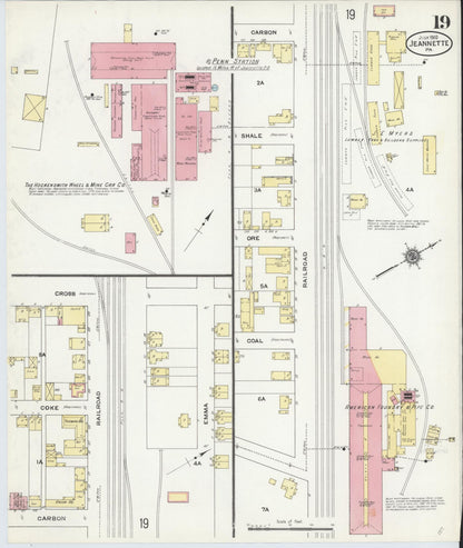 Sanborn Fire Insurance Map from Jeannette, Westmoreland County, Pennsylvania (1910), Sheet #0019 - Complete Map Set gallery image, historic Sanborn map, vintage wall art, Pennsylvania Pennsylvania
