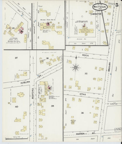 Sanborn Fire Insurance Map from Whitman, Plymouth County, Massachusetts (1891), Sheet #0005 - Complete Map Set gallery image, historic Sanborn map, vintage wall art, Massachusetts Massachusetts