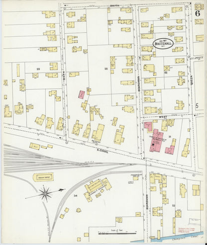 Sanborn Fire Insurance Map from Whitehall, Washington County, New York (1907), Sheet #0006 - Historic Sanborn Fire Insurance Map Print, vintage old map wall art, antique decor, genealogy gift, New York New York map