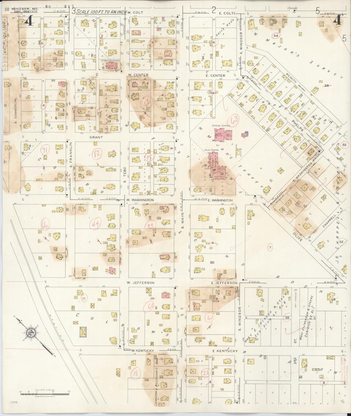 Sanborn Fire Insurance Map from Windsor, Henry County, Missouri (1943), Sheet #0004 - Complete Map Set gallery image, historic Sanborn map, vintage wall art, Missouri Missouri