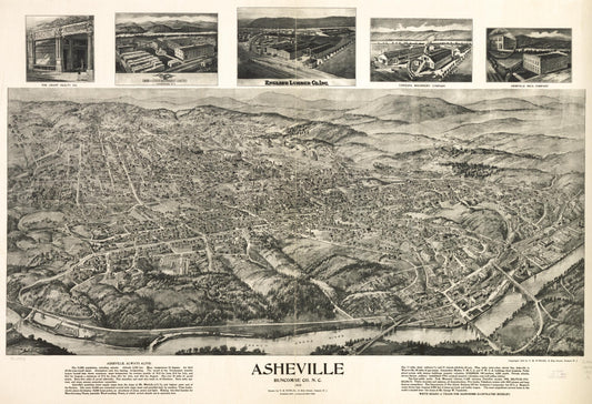 Asheville, Buncombe Co. N.C. 1912. (1912) – Historic Bird’s-Eye View Panorama Print