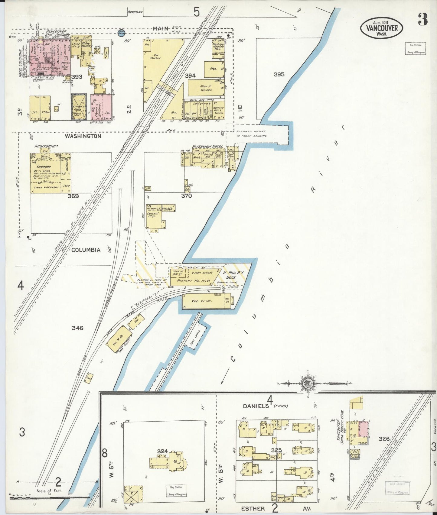 Sanborn Fire Insurance Map from Vancouver, Clark County, Washington (1911), Sheet #0003 - Complete Map Set gallery image, historic Sanborn map, vintage wall art, Washington Washington
