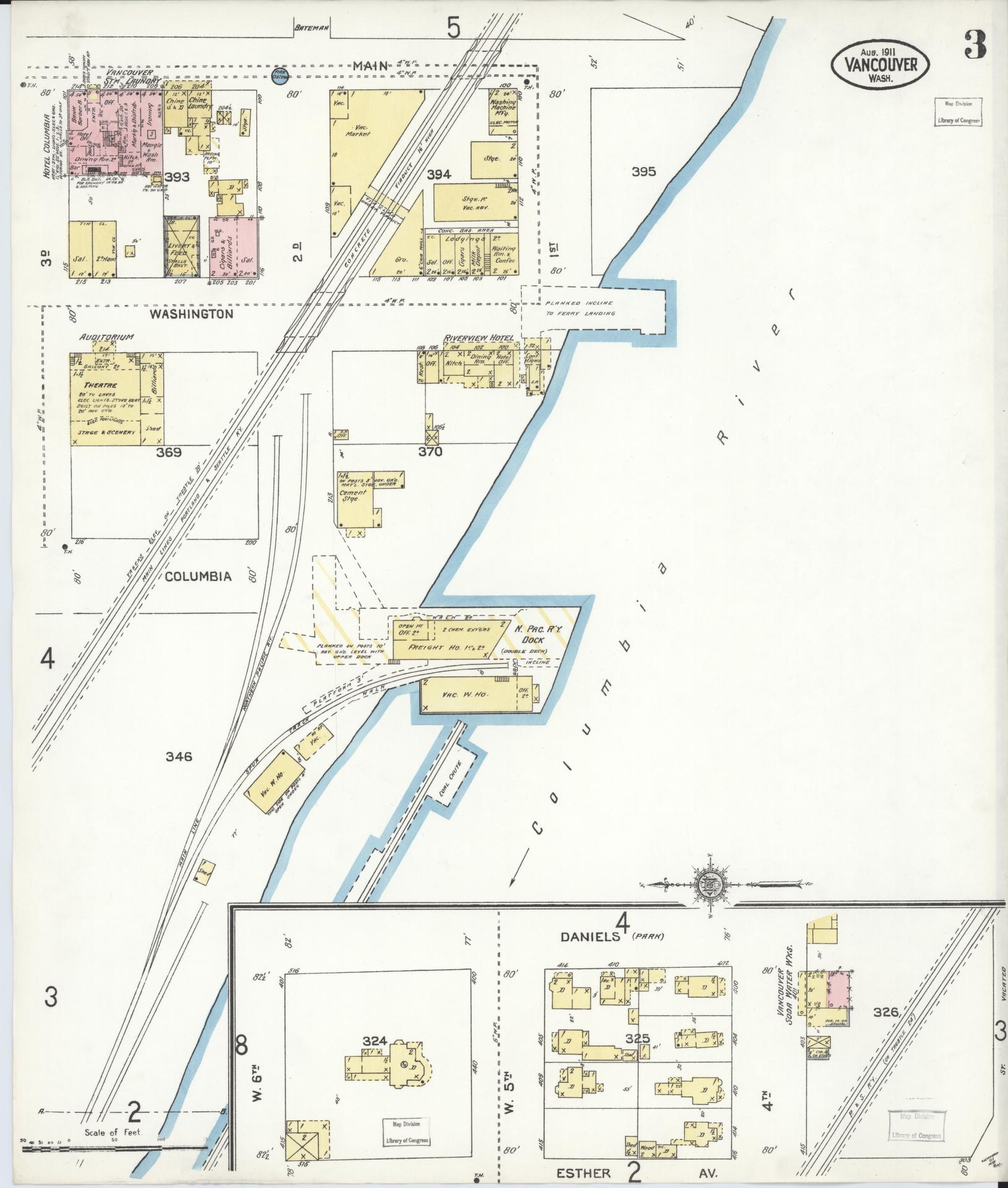 Sanborn Fire Insurance Map from Vancouver, Clark County, Washington (1911), Sheet #0003 - Complete Map Set gallery image, historic Sanborn map, vintage wall art, Washington Washington