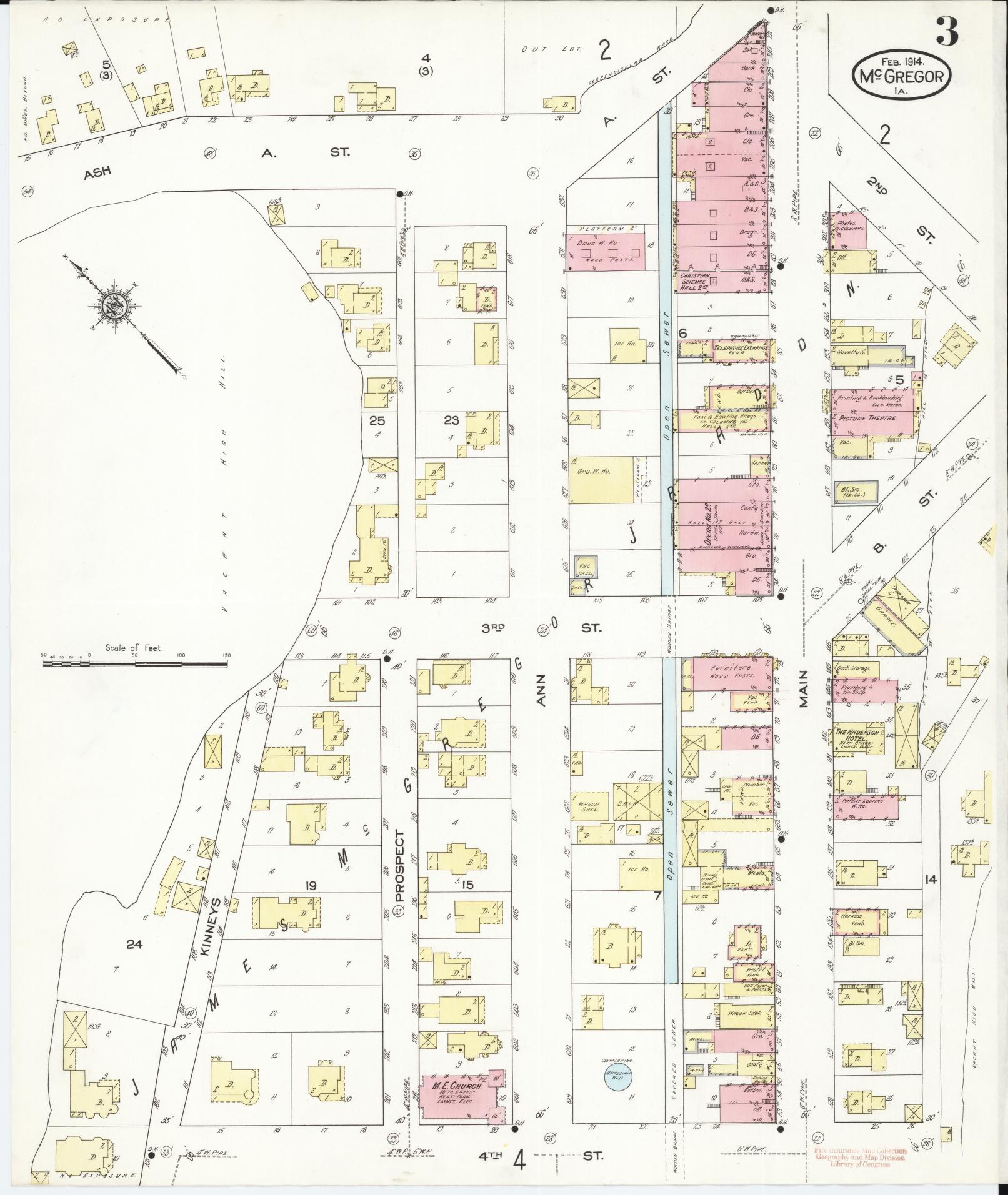 Sanborn Fire Insurance Map from McGregor, Clayton County, Iowa (1914), Sheet #0003 - Historic Sanborn Fire Insurance Map Print