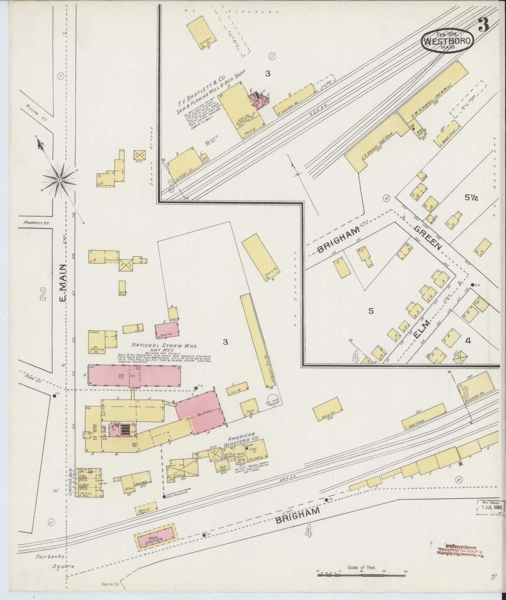 Sanborn Fire Insurance Map from Westboro, Worcester County, Massachusetts (1894), Sheet #0003 - Complete Map Set gallery image, historic Sanborn map, vintage wall art, Massachusetts Massachusetts