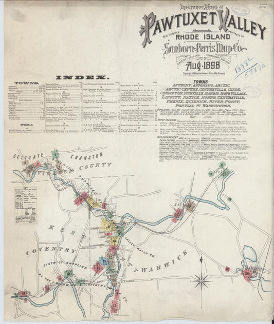 Sanborn Fire Insurance Map from Pawtuxet Valley, Kent and Providence Counties, Rhode Island. (1898) – Historic Sanborn Fire Insurance Map Print
