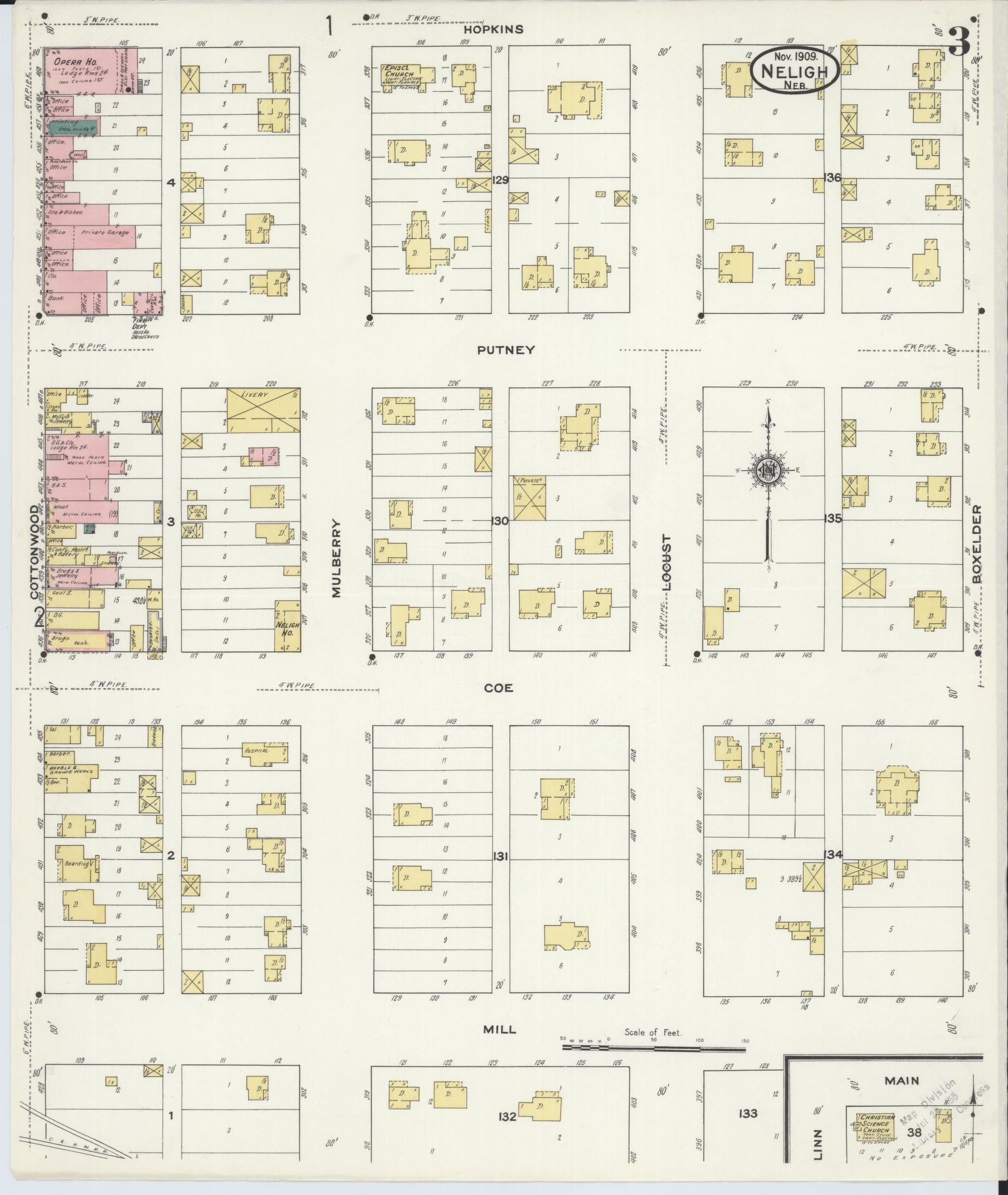 Sanborn Fire Insurance Map from Neligh, Antelope County, Nebraska (1909), Sheet #0003 - Complete Map Set gallery image, historic Sanborn map, vintage wall art, Nebraska Nebraska