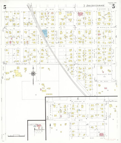 Sanborn Fire Insurance Map from Hampton, Franklin County, Iowa (1938), Sheet #0005 - Historic Sanborn Fire Insurance Map Print, vintage old map wall art