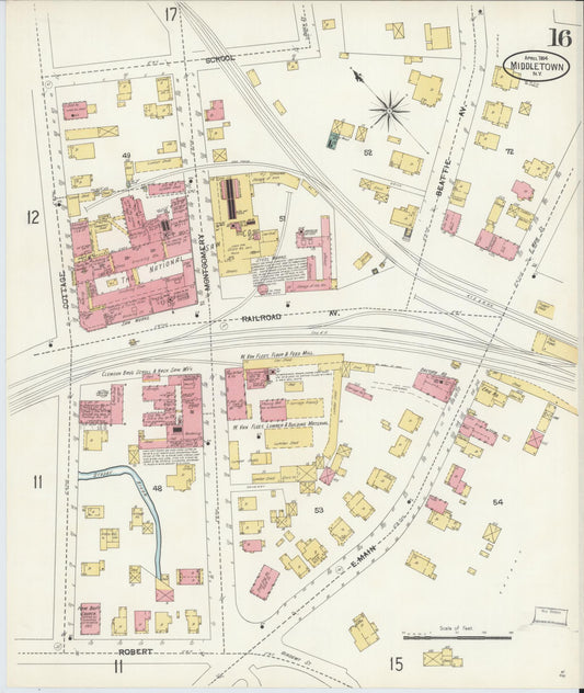 Sanborn Fire Insurance Map from Middletown, Orange County, New York (1904), Sheet #0015 - Historic Sanborn Fire Insurance Map Print, vintage old map wall art, antique decor, genealogy gift, New York New York map