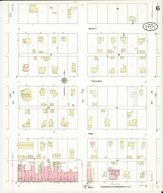 Sanborn Fire Insurance Map from Osage, Mitchell County, Iowa (1911), Sheet #0006 - Historic Sanborn Fire Insurance Map Print, vintage old map wall art