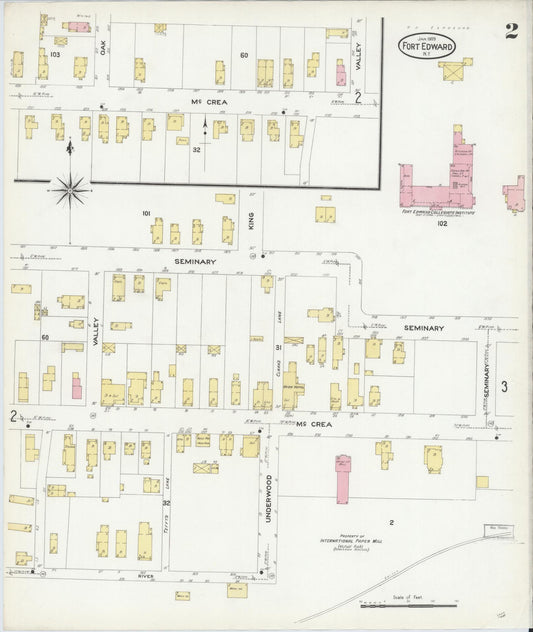 Sanborn Fire Insurance Map from Fort Edward, Washington County, New York (1909), Sheet #0002 - Historic Sanborn Fire Insurance Map Print, vintage old map wall art, antique decor, genealogy gift, New York New York map
