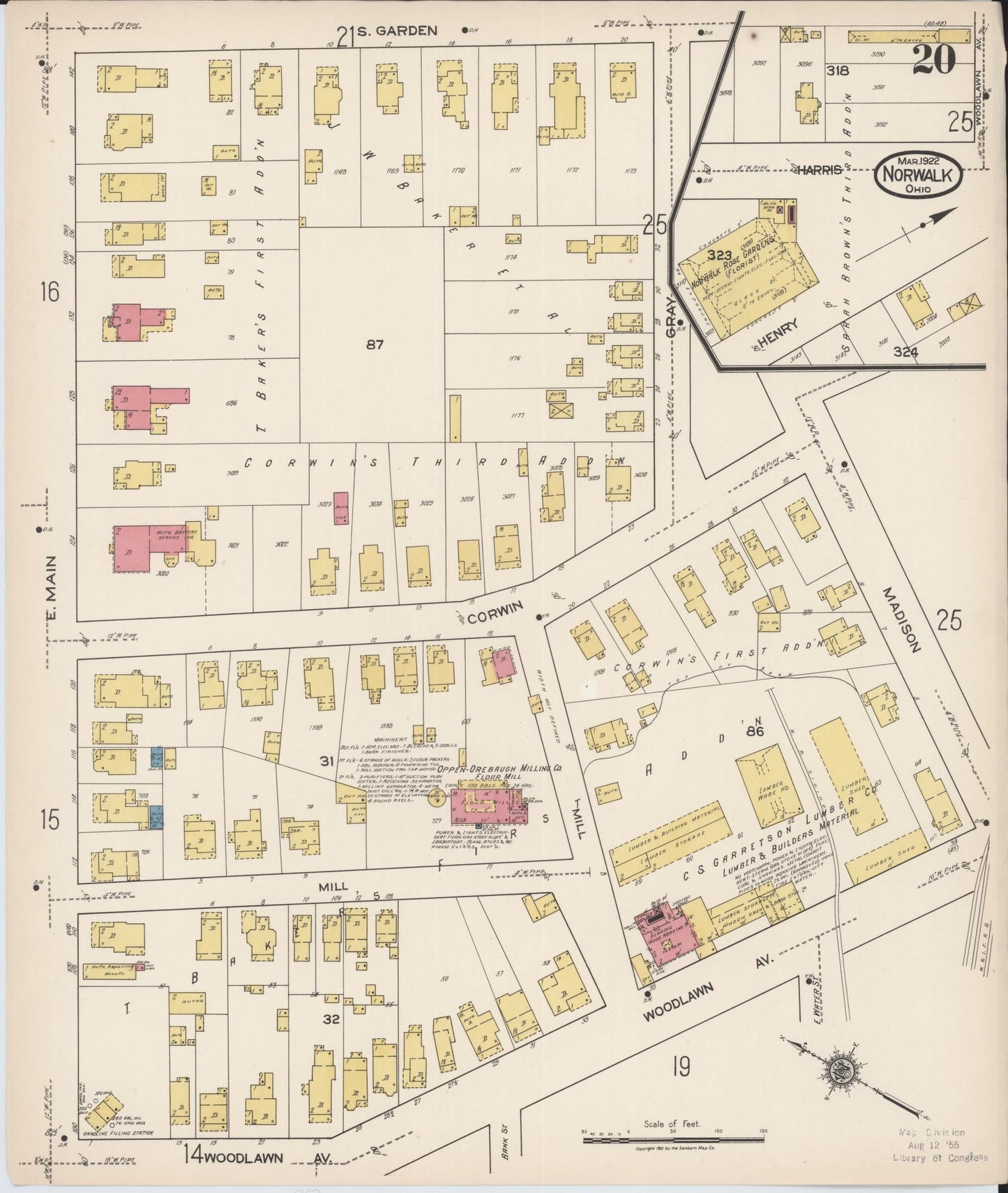 Sanborn Fire Insurance Map from Norwalk, Huron County, Ohio (1922), Sheet #0020 - Complete Map Set gallery image, historic Sanborn map, vintage wall art, Ohio Ohio