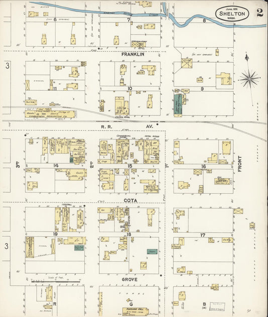 Sanborn Fire Insurance Map from Shelton, Mason County, Washington (1896), Sheet #0002 - Historic Sanborn Fire Insurance Map Print, vintage old map wall art, antique decor, genealogy gift, Washington Washington map