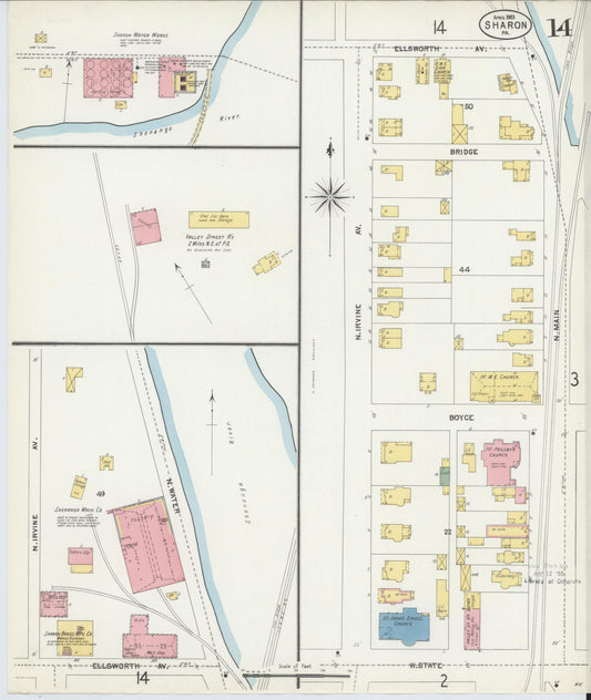 Sanborn Fire Insurance Map from Sharon, Mercer County, Pennsylvania (1903), Sheet #0014 - Historic Sanborn Fire Insurance Map Print, vintage old map wall art, antique decor, genealogy gift, Pennsylvania Pennsylvania map